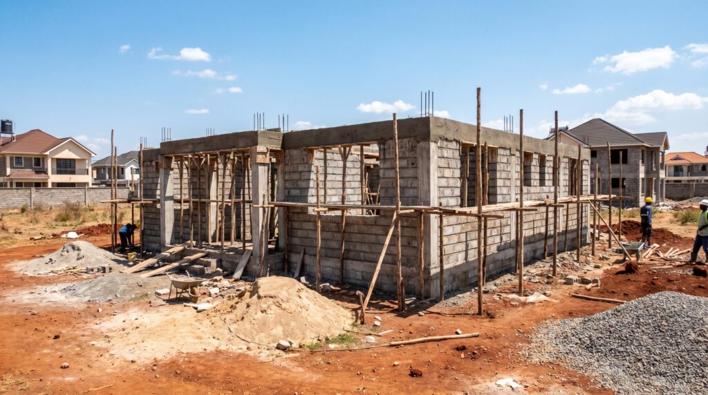 Construction process in Nairobi